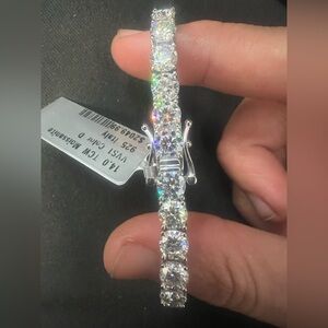 5mm 6inch 925 Sterling Silver Moissanite Tennis Bracelet with Clear Stones